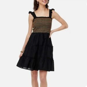 J.Crew Reimagined Smocked & Embroidered Tiered Ruffle Straps Mini Dress